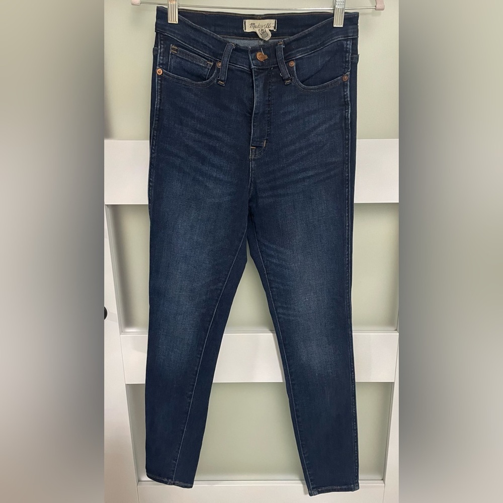 🍂 Blue Madewell Women's Dark Blue 10” high rise skinny jeans EUC